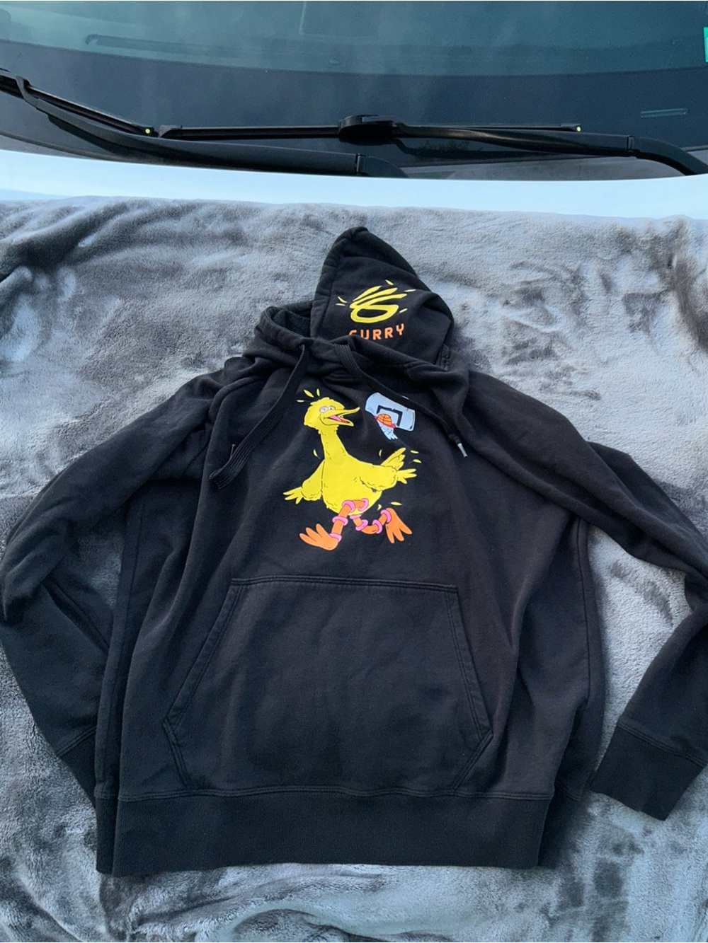 Sesame Street Black Sweatshirt with Yellow and Green Logo Patch